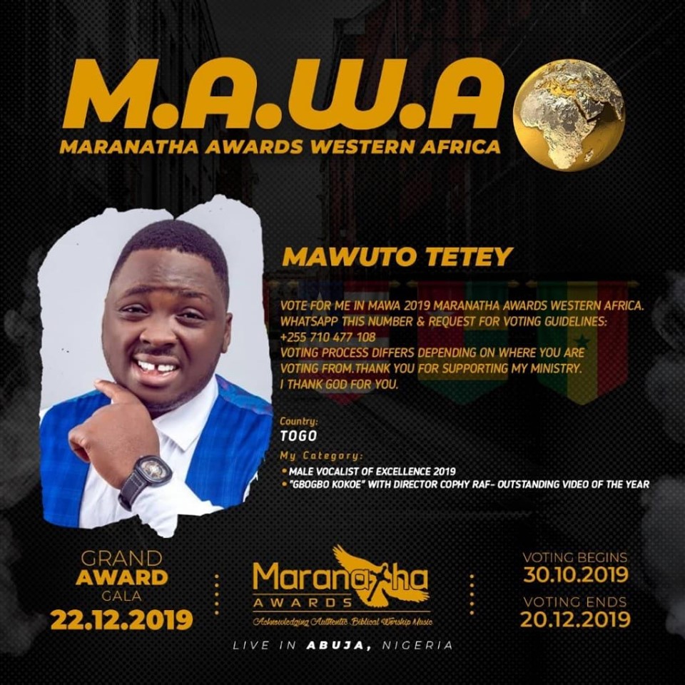 Mawuto Teteh Nominé au Maranatha Awards West Africa